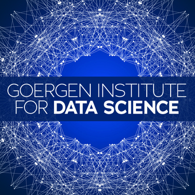 The words Goergen Institute of Data Science over an abstract background.