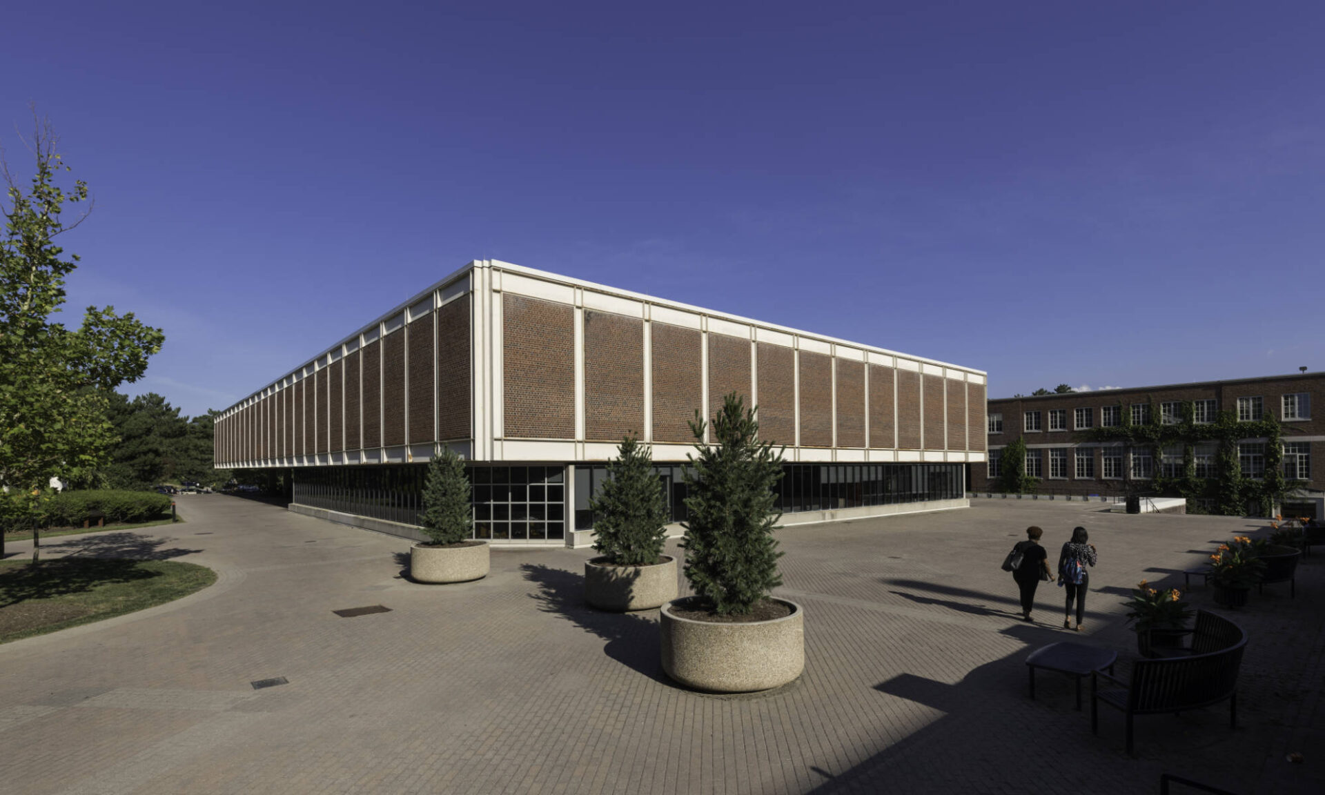 Exterior view of Meliora Hall on the River Campus.