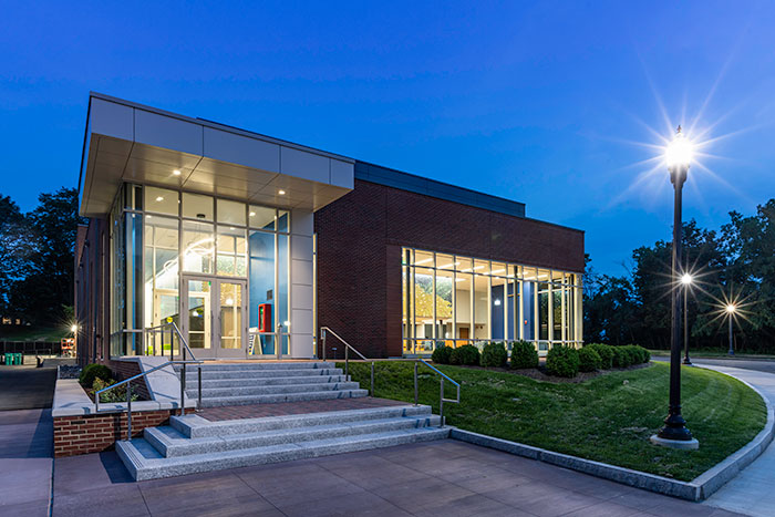 Sloan Performing Arts Center is pictured in the evening shortly after completion.