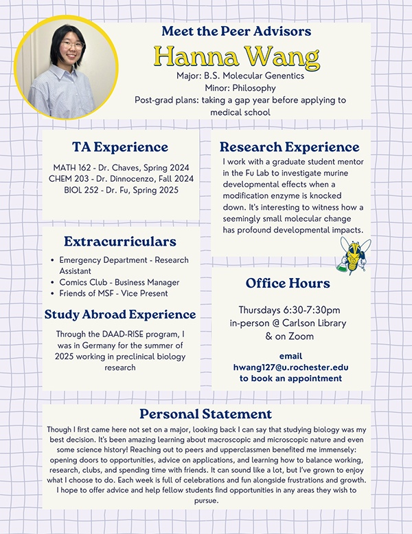 An example peer advisor poster.