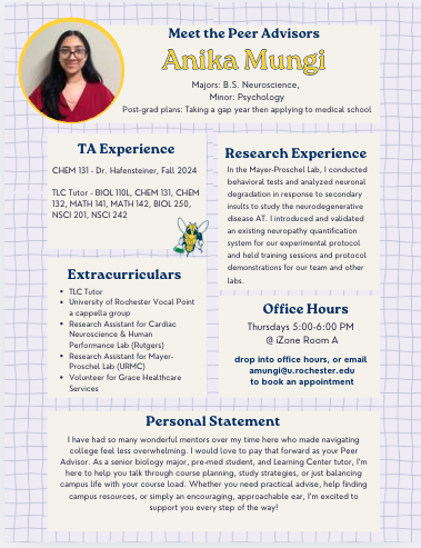 An example peer advisor poster.