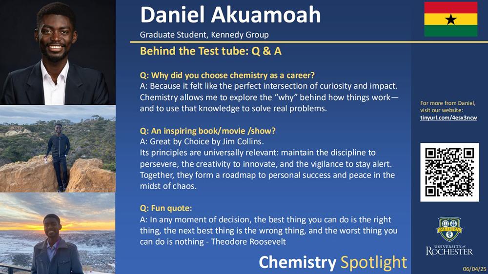 A poster featuring the person's image and the answer to three profile questions, written on page.