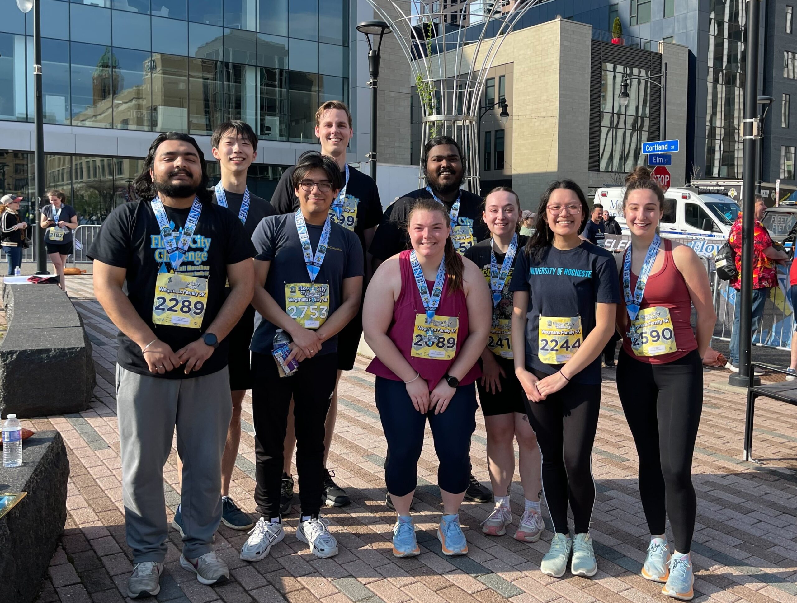 A picture of numerous group members after the Flower City 5k run