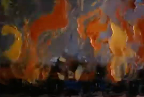 A still image from the film of animated fire.