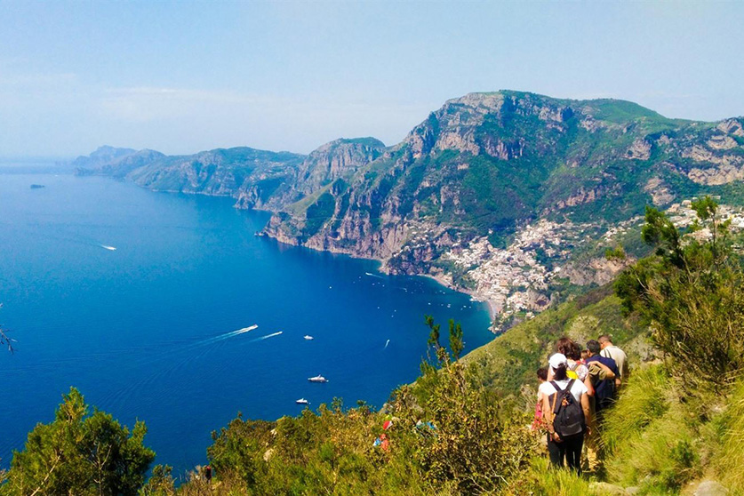 An aerial view of a coastline.