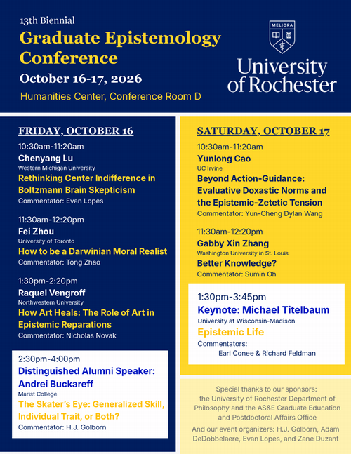 13th Biennial Epistemology Graduate Conference Poster